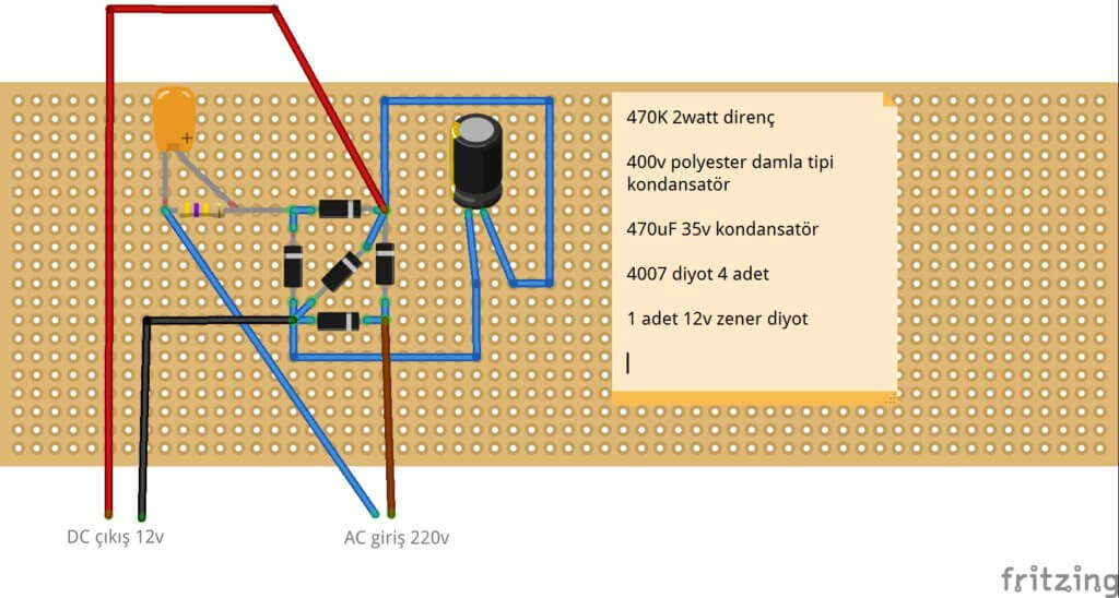 220volt 12volt'a Düşürme Trafosuz